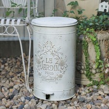 Vintage Step On Trash Can With Lid Garbage Can Waste Bin With  "Le Jardin"
