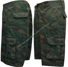 New Mens100% Cotton Designer Camo Regular Fit Combats Cargo Shorts Knee Length