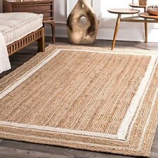 Rug Jute Carpet Mat Rectangle Area Rug Natural Handmade Braided Rustic Look