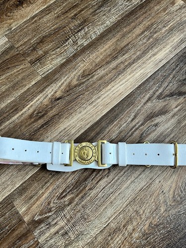 White leather ceremonial belt - white,