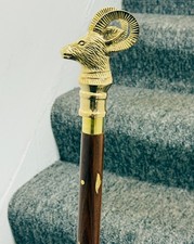 Brass Ram Head Walking Stick