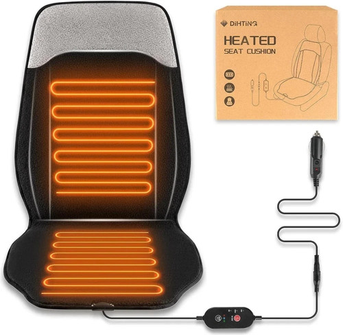 Black grey heated seat cover - black,