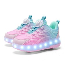 Kids Roller Skate Shoes Two Wheels LED Light Glowing Outdoor Sports Sneakers