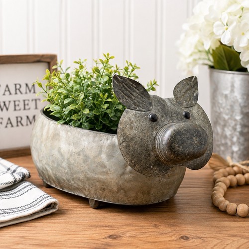 Galvanized metal pig shaped - galvanized,
