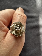Suarti Designer 925  Sterling Silver 3D Rose  Ring -UK Size U