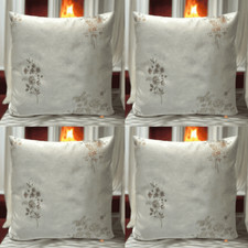 Set of 4 Beige Floral Cushion