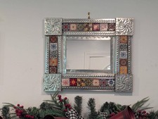 Talavera Tile & Punched Tin Mirror | Indoor Decor