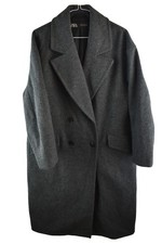 ZARA Grey Long Coat size S Womens Overcoat Casual Outdoors Outerwear