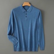 Men Merino Wool Polo Sweater