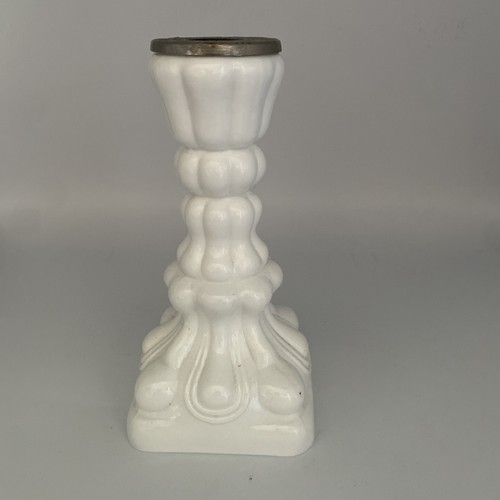 Vintage milk glass candlestick - glass,