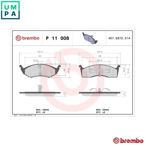 Brake pad set disc - disc, p