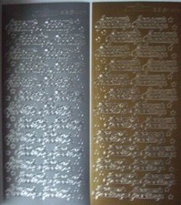 2 sheets of Seasons Greetings with mini stars Peel-offs  Gold and Silver 