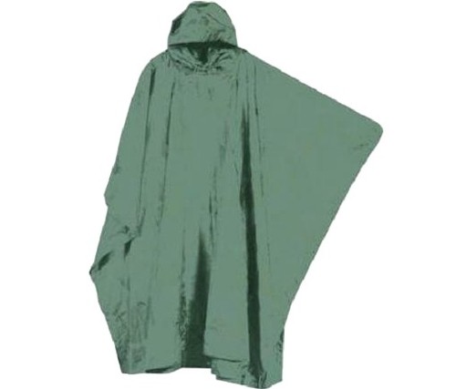 Olive hooded poncho - hooded,