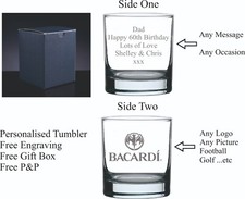 Personalised 10oz Bacardi Rum Glass, Christmas, Birthday gift 18th 21st 30th