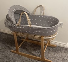 Wooden Grey Moses Basket With