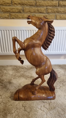 Carved wooden rearing - wooden, horse