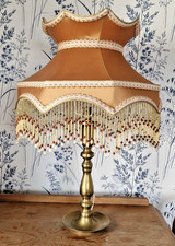 VICTORIAN STYLE BOUDOIR DOWNTON ABBEY BEAD FRINGE GOLD LAMPSHADE