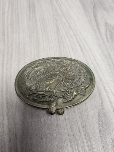 Vintage pewter oval - oval, compact