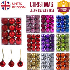 30MM CHRISTMAS DECOR BAUBLES TREE XMAS BALLS PARTY WEDDING ORNAMENT 24PCS UK