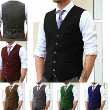 Black Mens Vests Hunting Tweed