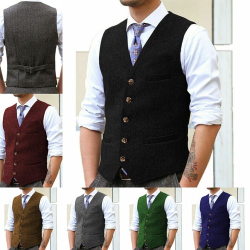 Black mens vests hunting tweed - mens,