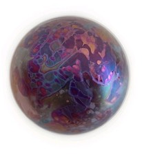 Vintage Isle of Wight Handmade Iridescent Purple Art glass Paperweight
