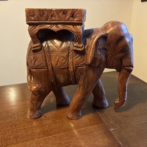 Carved wooden elephant plant - wooden,