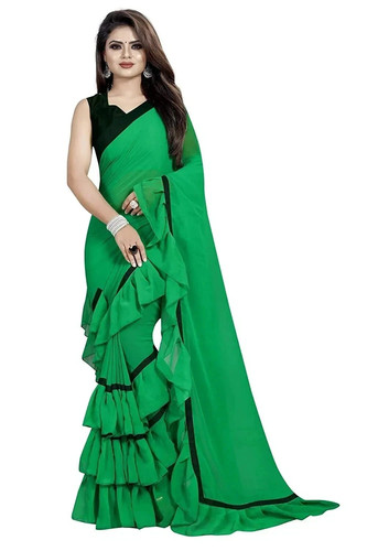 Women plain georgette - georgette, ruffle
