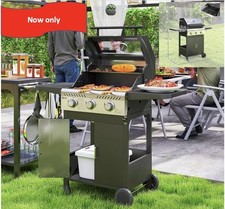 Outsunny 3 Burner Propane Gas BBQ Grill with See-through Lid and Thermometer