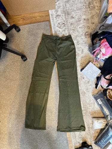 Olive green flared pants - olive,