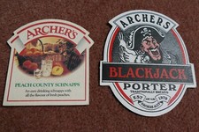 Beer mats drip mats coaster ARCHER'S peach schnapps ARCHERS BLACKJACK ALE