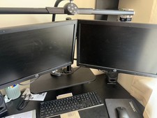 2 x 20" Dell HP-Dual Monitor Cheap Gaming PC LED LCD Screen VGA DVI-Dual Stand