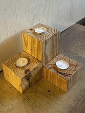Wooden Tea Light Candle Holder Set of 3
