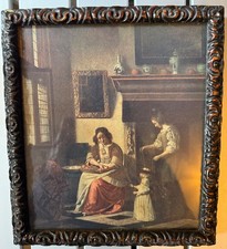 Rare Vintage Old Master Art Print: Pieter de Hooch's "A Woman Peeling Apples"