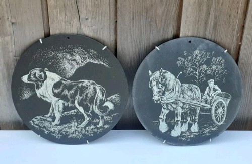 Etched slate wall hanging - 2x,
