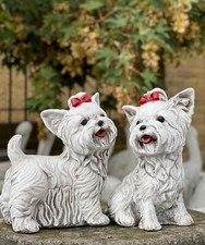 Outdoor cement Westie Terrier sculpture Concrete yorkie figurine Backyard dog