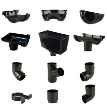 Black Half Round Gutter 112mm Guttering & 68mm Downpipe Fittings Rainwater