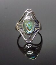 Handmade 925 Sterling Silver Oval Paua Shell Ring Size L, O, P, S, V