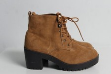 Select Womens Suede Look Chunky Soul Lace Up Boots - Tan - Size 5 (Ba64)