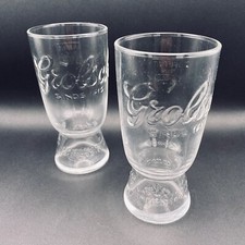 GROLSCH Half Pint Glass x 2 Embossed Auth Pub Issue Dutch Brew Home Bar