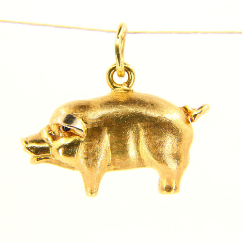 Vintage 18ct yellow gold pig - 18ct,