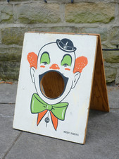 Large Vintage 1950's Clown Bean Bag Toss Carnival Game Board 47cm x 37cm