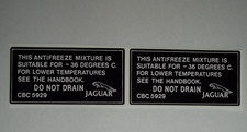 2 X JAGUAR ANTIFREEZE STICKERS NEW OLD STOCK