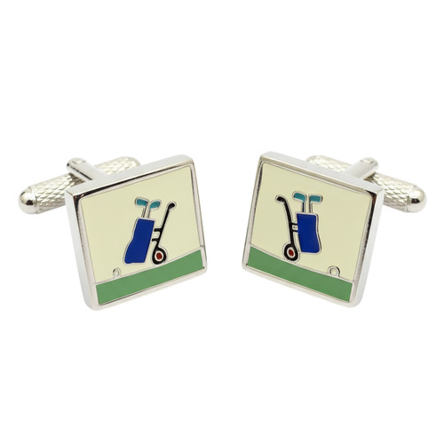 Golf cart cufflinks - onyx, art