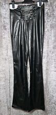 ASYOU Pu Flare Trousers With Diamante Lace up Detail In Black Uk Size 10