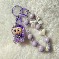 LABUBU Kawaii Mini Keychain Pendant Flocking Backpack Charm Decor Doll Cute Gift