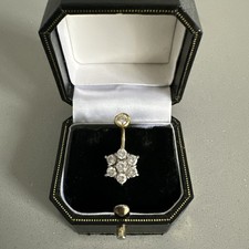 Gold & Diamond Curved Navel Bar for Belly Button