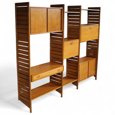 Mid Century Teak 3 Bay Ladderax Modular Shelving System