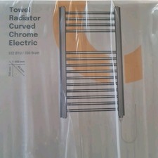 Electric Towel Rail Radiator Curved Chrome Compact Vertical Modern 700x400mm
