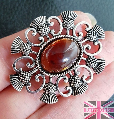 Large faux amber - faux, brooch